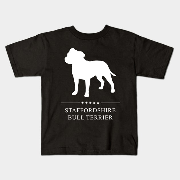 Staffordshire Bull Terrier Dog White Silhouette Kids T-Shirt by millersye